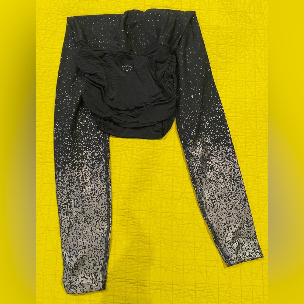 Beyond yoga maternity leggings, Black with silver shimmer, small
